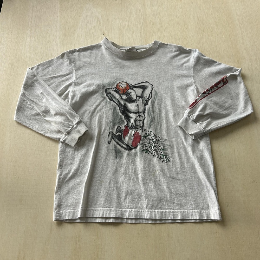 AND1 Shirt Boys 14-16 White Long Sleeve Basketball‎ Graphic Tee T-Shirt